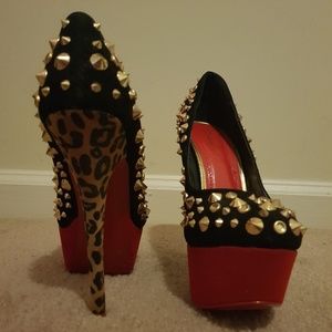 Alba spiked suede platform heels